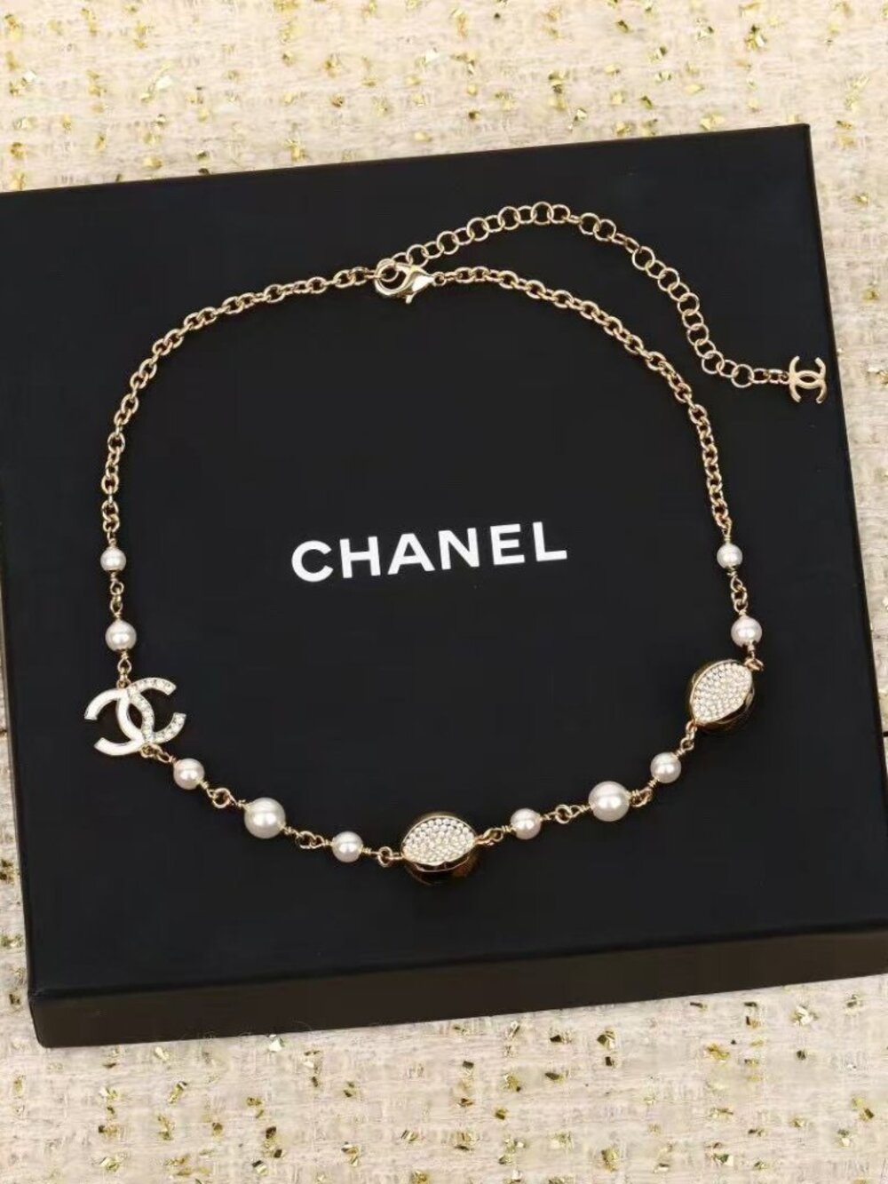 Chanel Double C Pearl Necklace